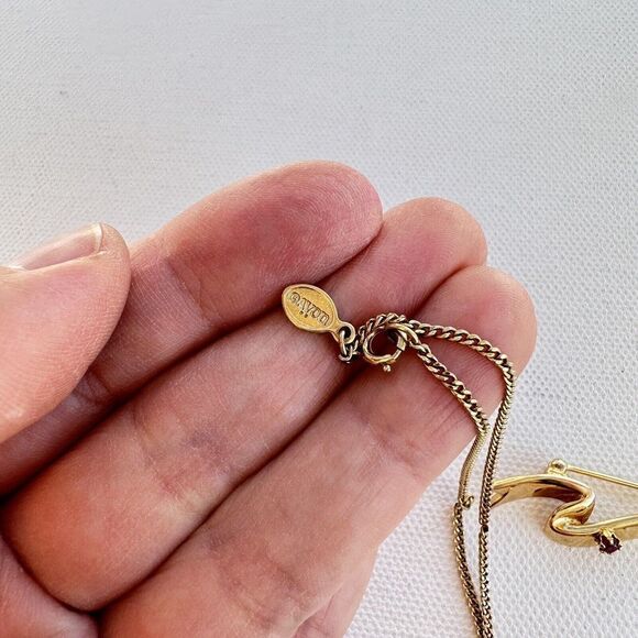 Vintage Lot of Signed AVON Gold Tone Jewelry Heart Necklace Pins with Rhinestone - Picture 4 of 9